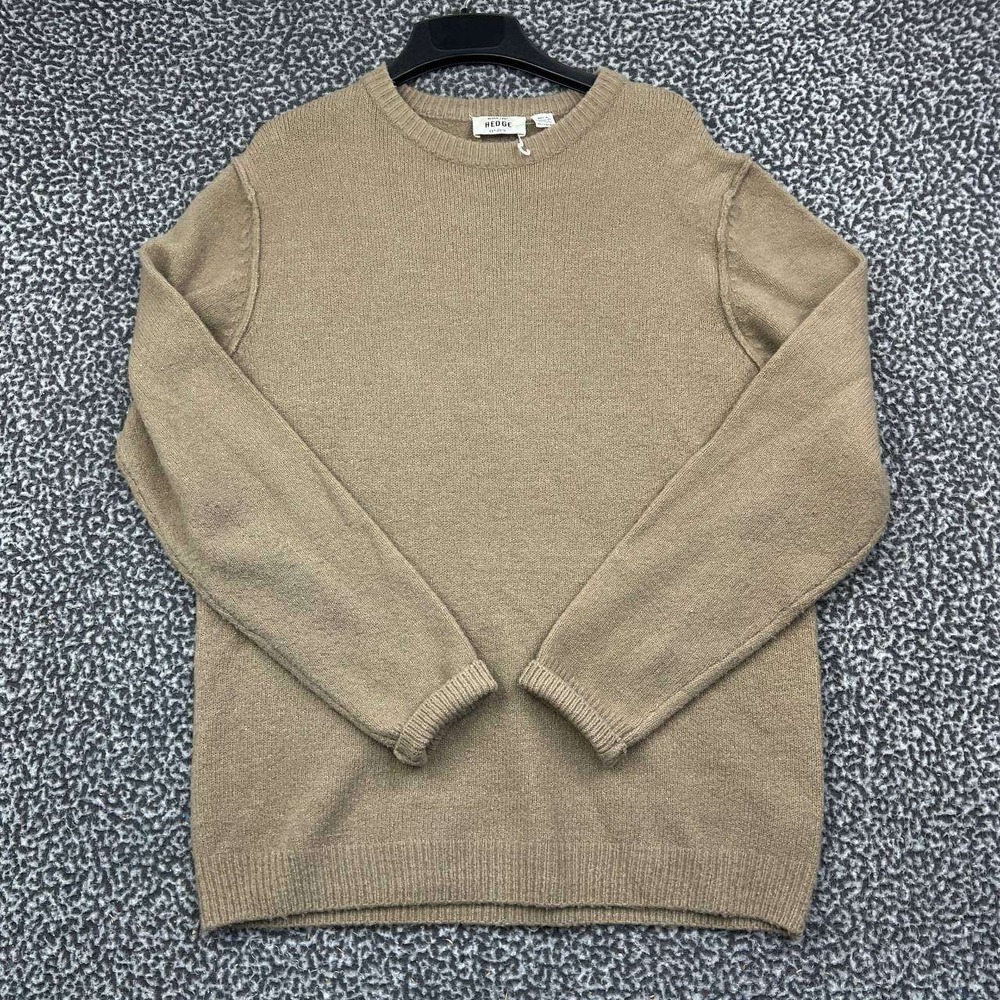 Hedge Never Lose Sweater Men Extra Large Crewneck‎ Tan Brown Knit Long Sleeve XL